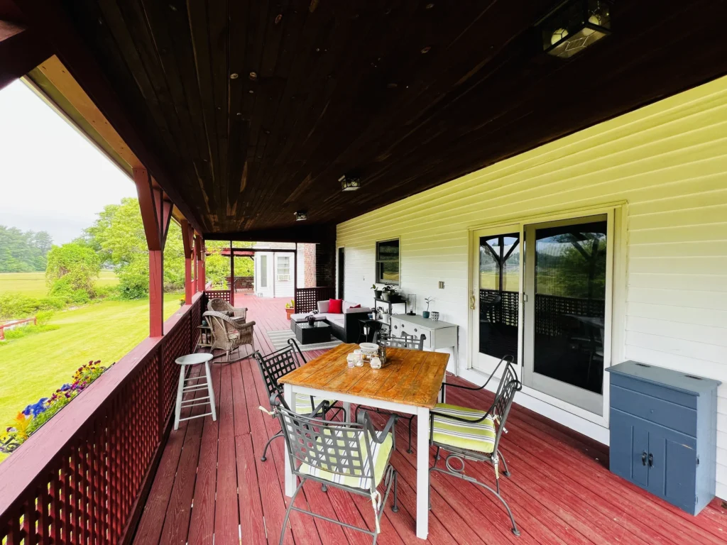 Covered porch at On Cranberry Pond